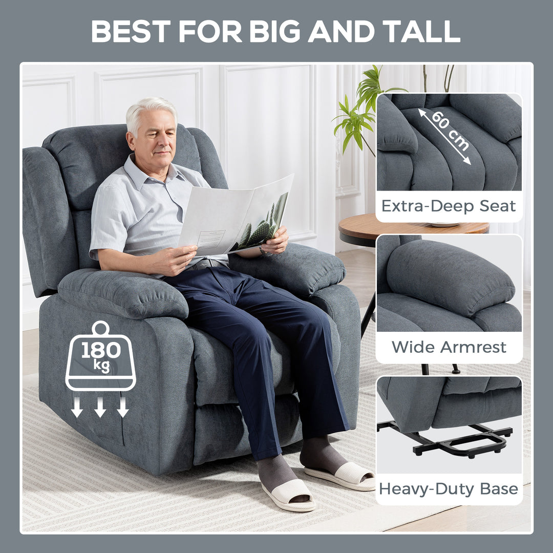 MCL Power Lift Recliner Chair with Massage, Overstuffed Lift Chair for Elderly with Footrest, Remote and Side Pocket, Grey