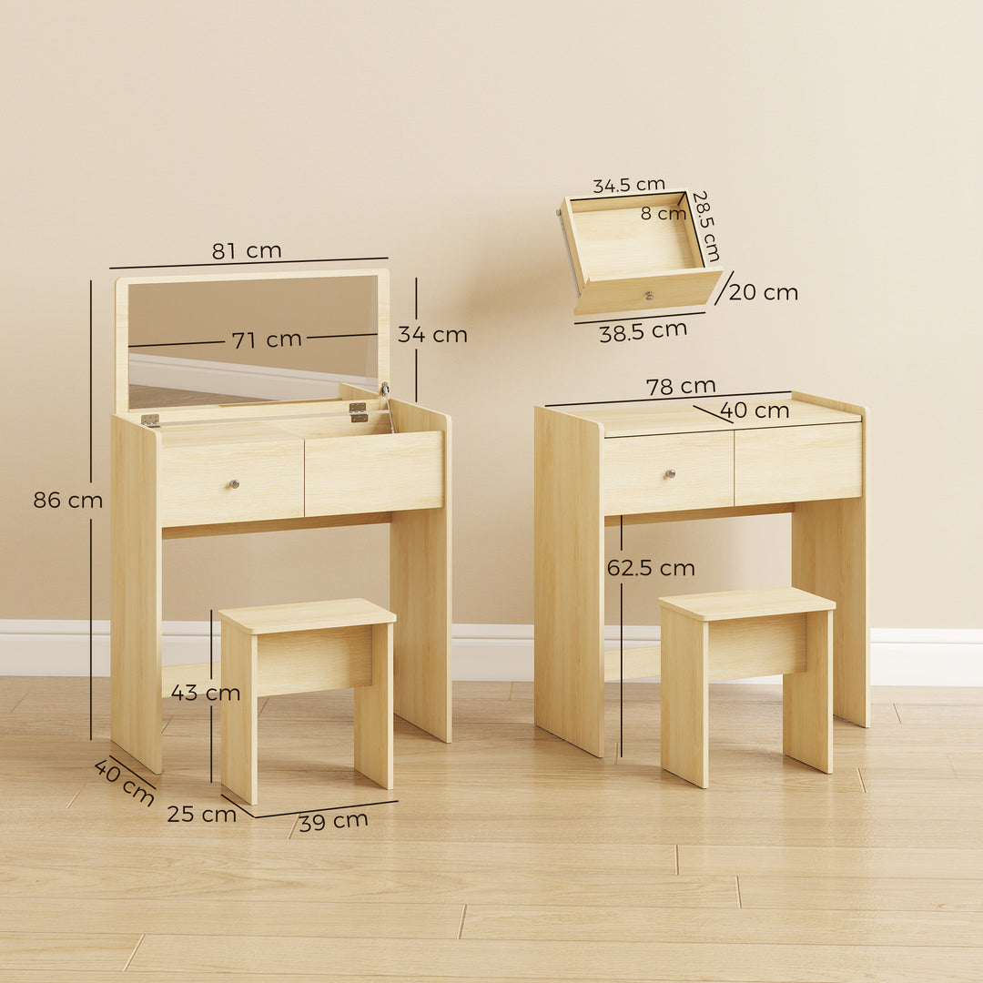 Vanity Desk with Mirror Dressing Table Drawer Set 6 Compartments - view 3