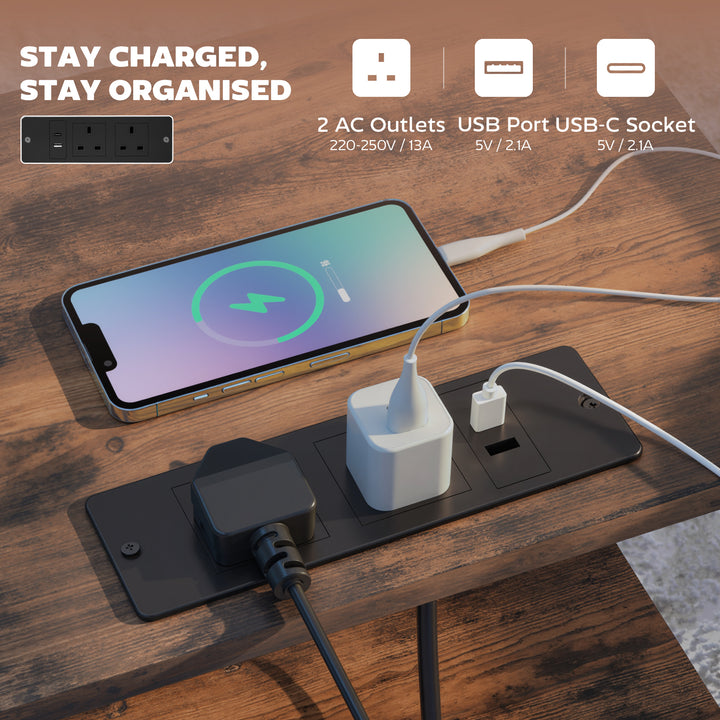 Bedside Table with Charging Station
