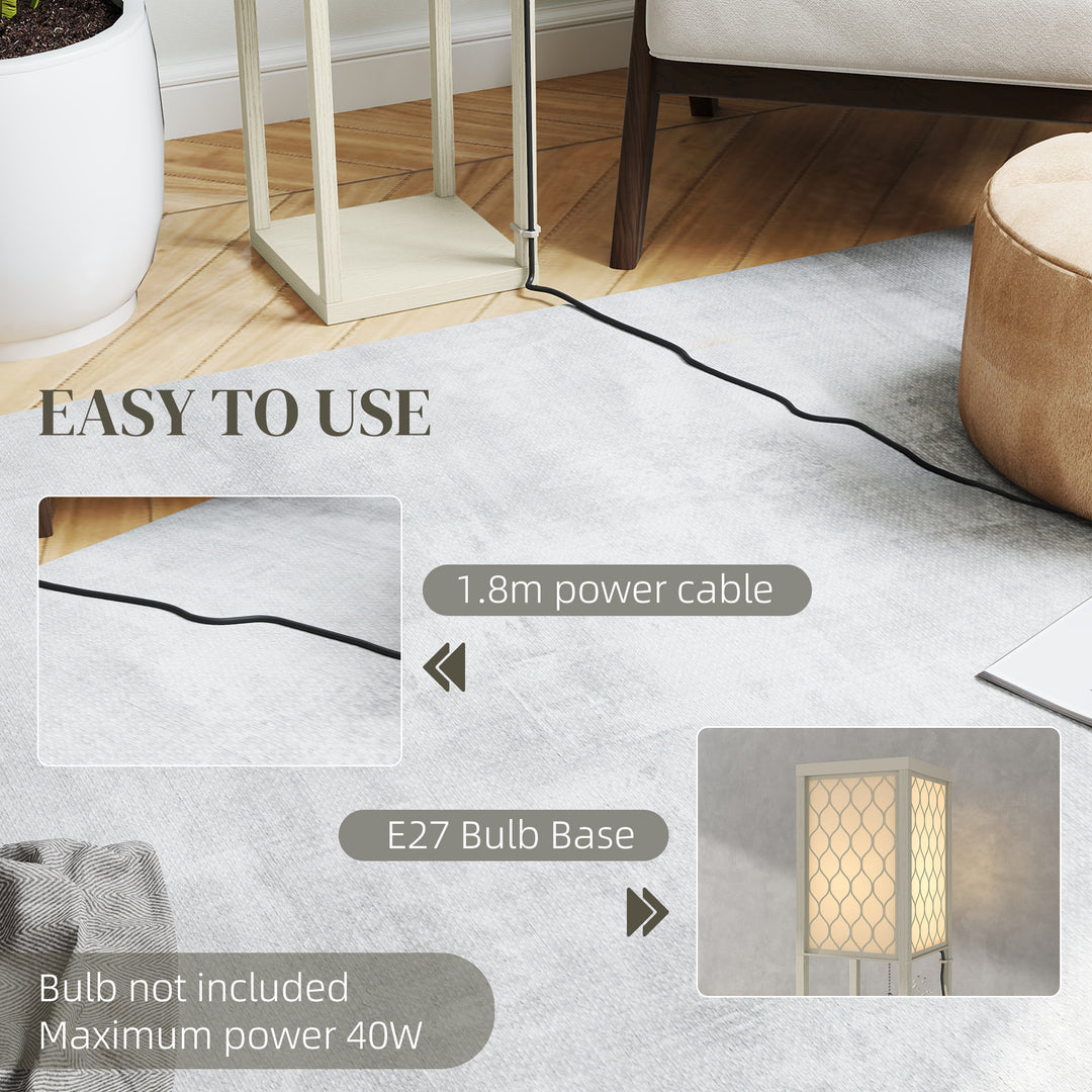 Three-Shelf Standing Lamp - Oak/White