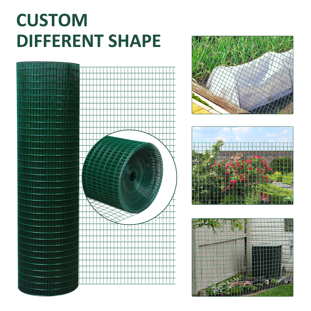 MCL PVC Coated Welded Wire Mesh Fencing Chicken Poultry Aviary Fence Run Hutch Pet Rabbit 30m Dark Green