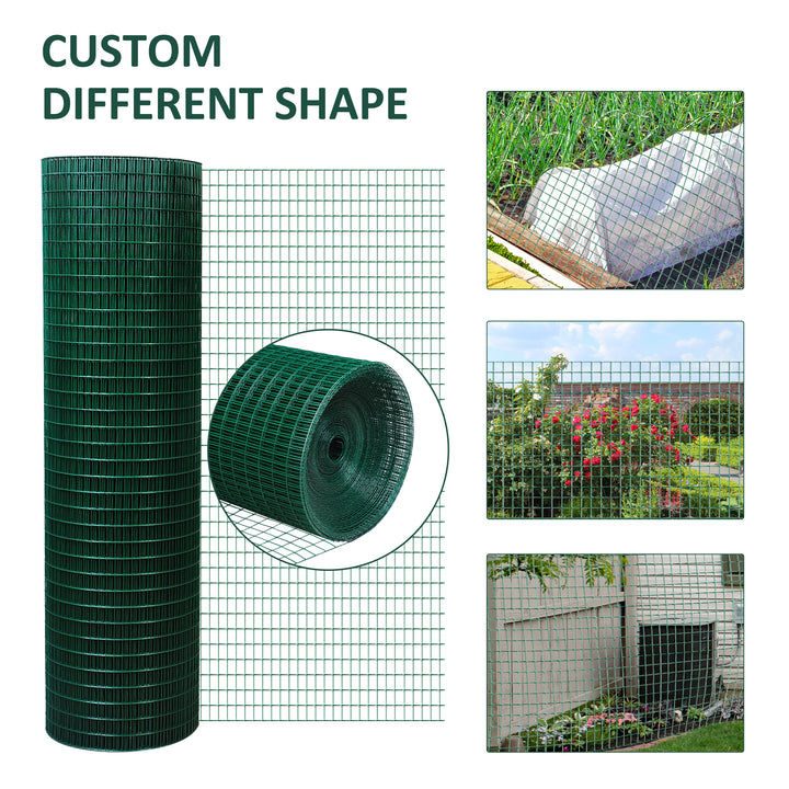MCL PVC Coated Welded Wire Mesh Fencing Chicken Poultry Aviary Fence Run Hutch Pet Rabbit 30m Dark Green