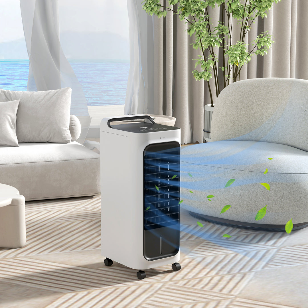 HOMCOM Room Air Cooler with Ice Packs, Ice Cooling Fan Water Conditioner Humidifier Unit with Remote, Timer, Oscillating | Aosom UK