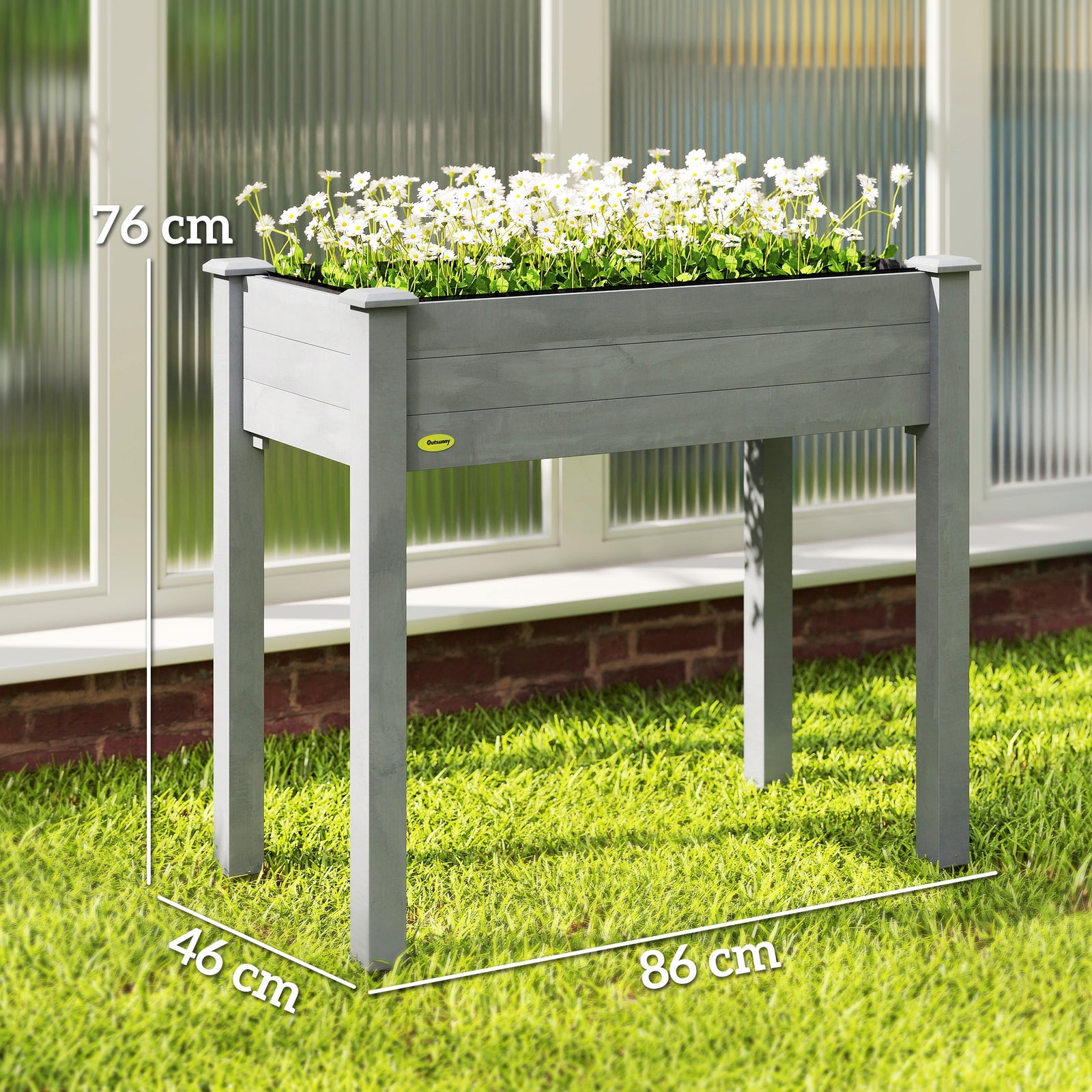 Raised Bed for Garden, Wooden Elevated Planter Box with Bed Liner, for