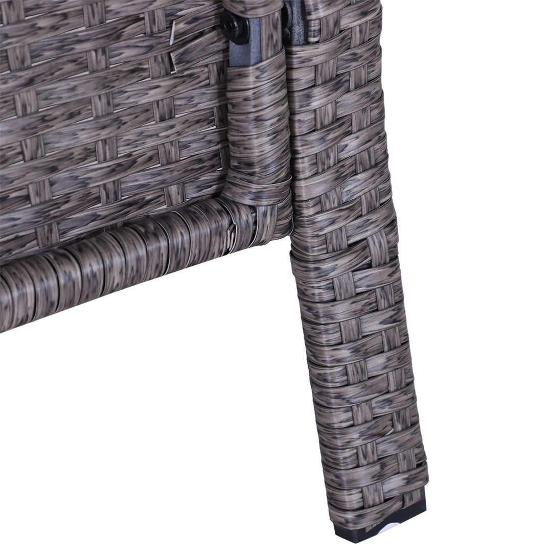 MCL 5 Pieces PE Rattan Garden Furniture Set with 10cm Thick Padded Cushions, Wicker Weave Outdoor Seating Chairs with 2 Armchairs, 2 Stools, Glass Top Table, Dark Grey