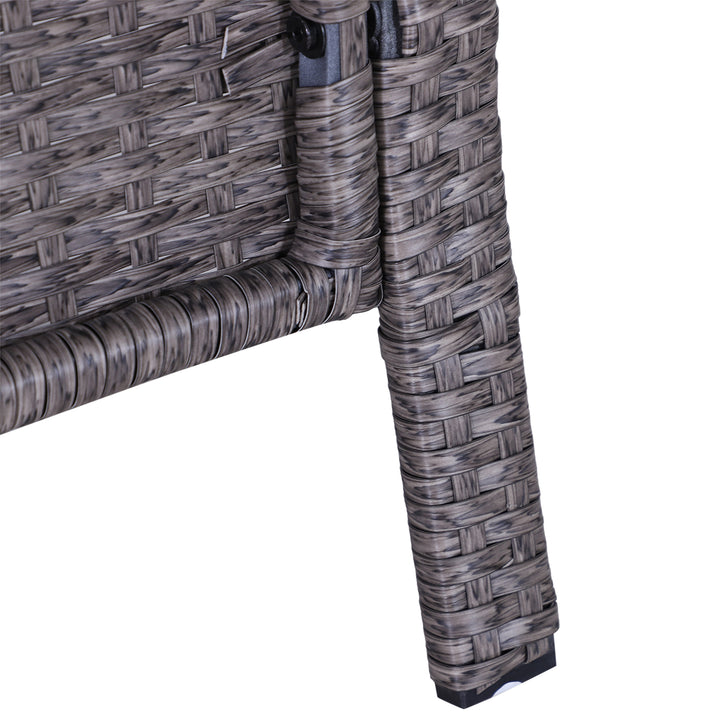 5 Pieces PE Rattan Garden Furniture Set with 10cm Thick Padded Cushions, Wicker Weave Outdoor Seating Chairs with 2 Armchairs, 2 Stools, Glass Top Table, Dark Grey
