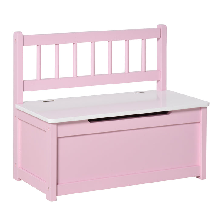 MCL 2 In 1 Wooden Toy Box, Seat Storage Bench, Storage Chest Cabinet Organiser with Safety Pneumatic Rod, Pink