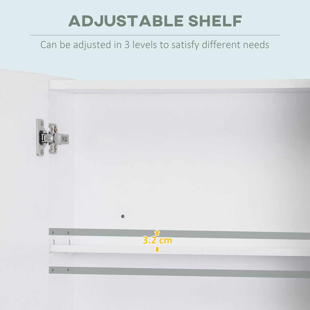 Bathroom Cabinet with Mirror, Wall Mounted Bathroom Mirror Cabinet with Adjustable Shelf, 2 Doors Storage Cupboard, White