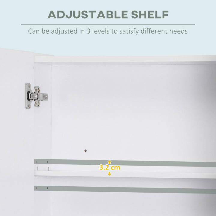Bathroom Cabinet with Mirror, Wall Mounted Bathroom Mirror Cabinet with Adjustable Shelf, 2 Doors Storage Cupboard, White