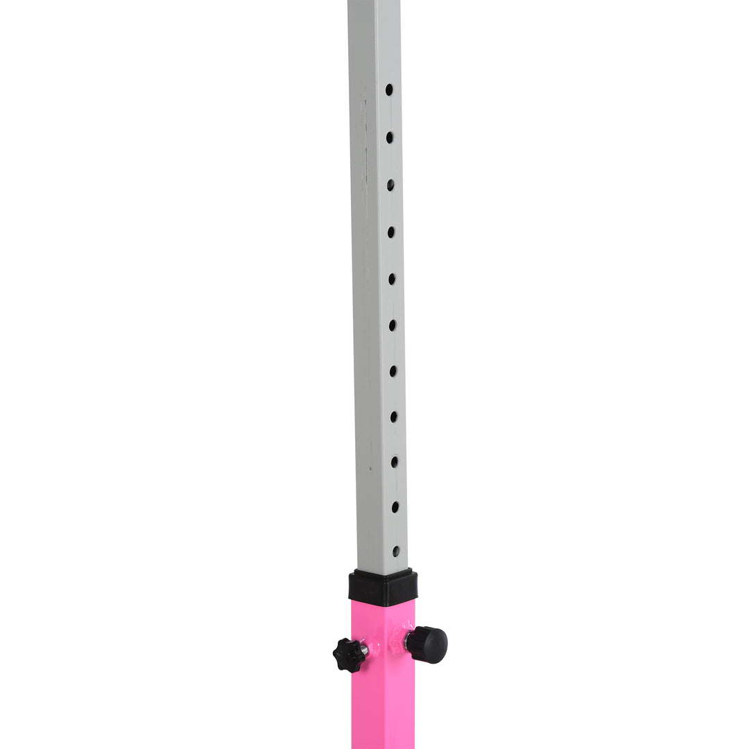 MCL Height Adjustable Gymnastics Horizontal Bar for Kids, Children Junior Kip High Bar Fitness, Pink