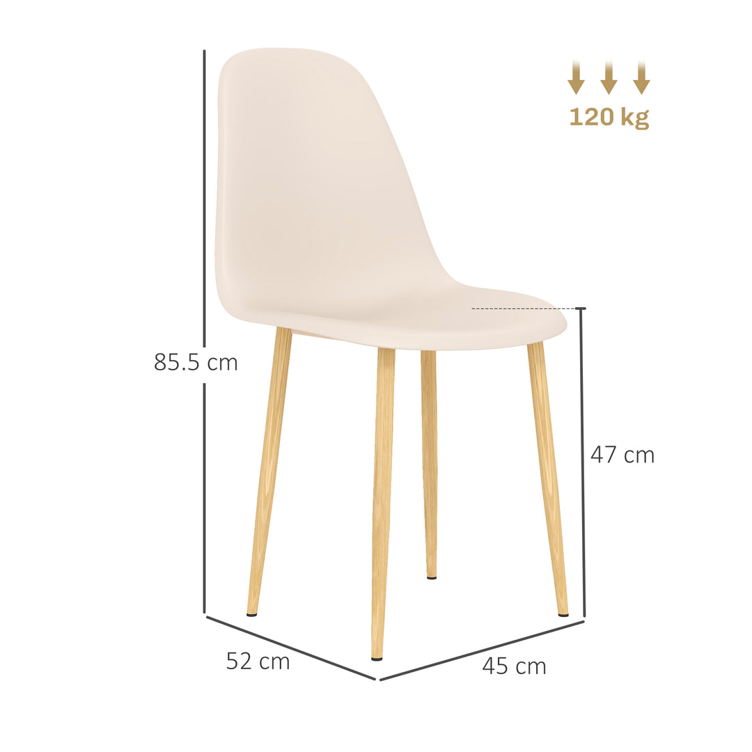 Modern Dining Chairs Set of 4, Kitchen Chairs with Backrest and Steel Legs for Dining Room, Living Room, Khaki