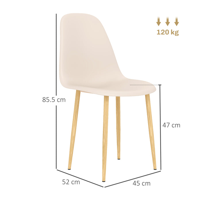 Modern Dining Chairs Set of 4, Kitchen Chairs with Backrest and Steel Legs for Dining Room, Living Room, Khaki