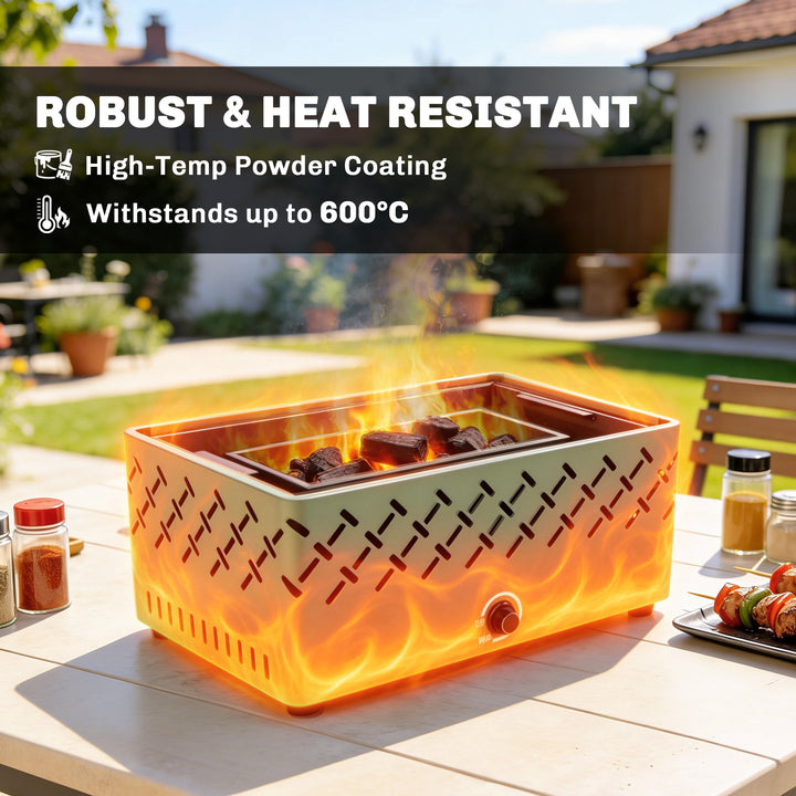 Portable Charcoal BBQ Grill, Battery Powered Barbecue Grill with Built