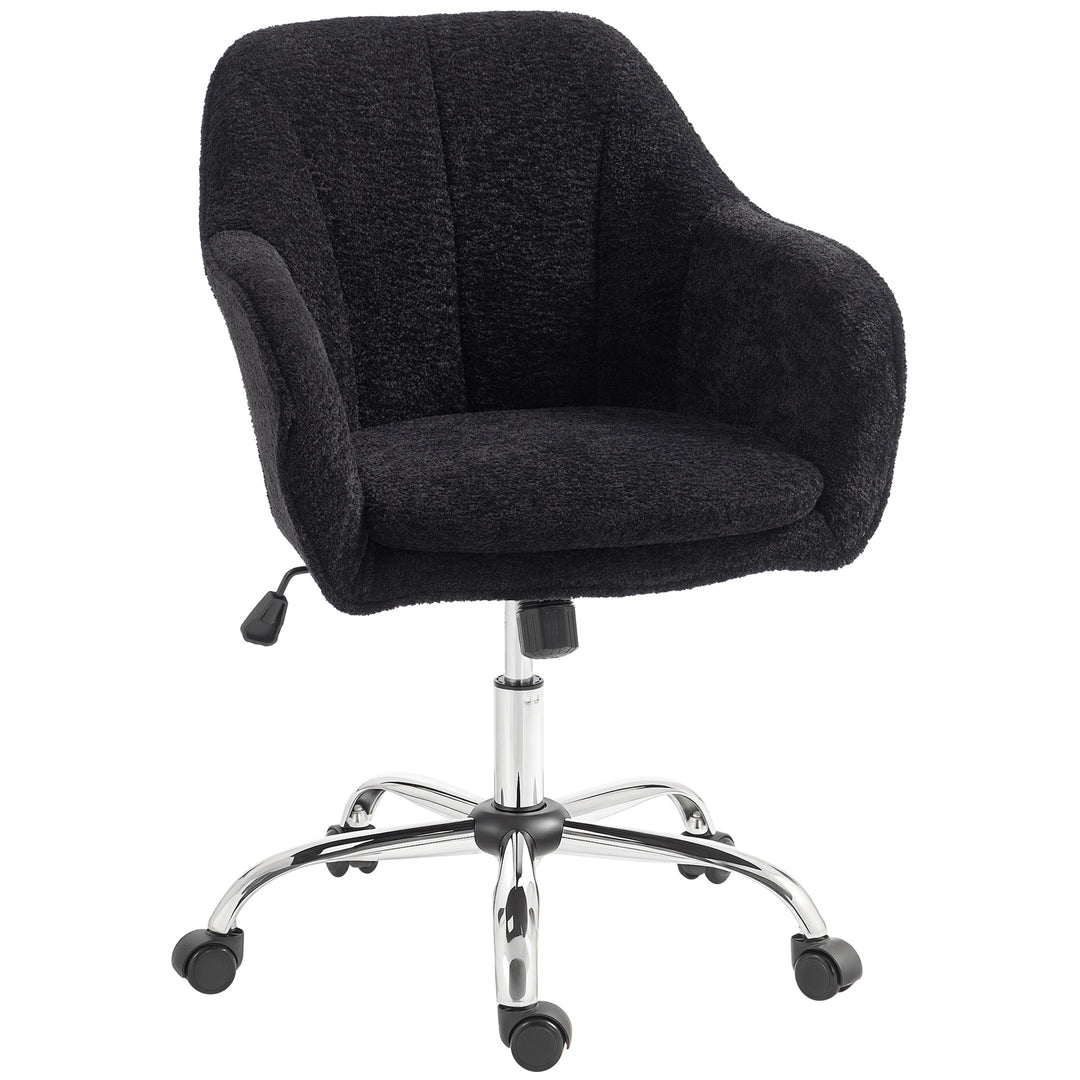Modern Makeup Vanity Chair, Snow Flannel Office Chair with Tub Back, B
