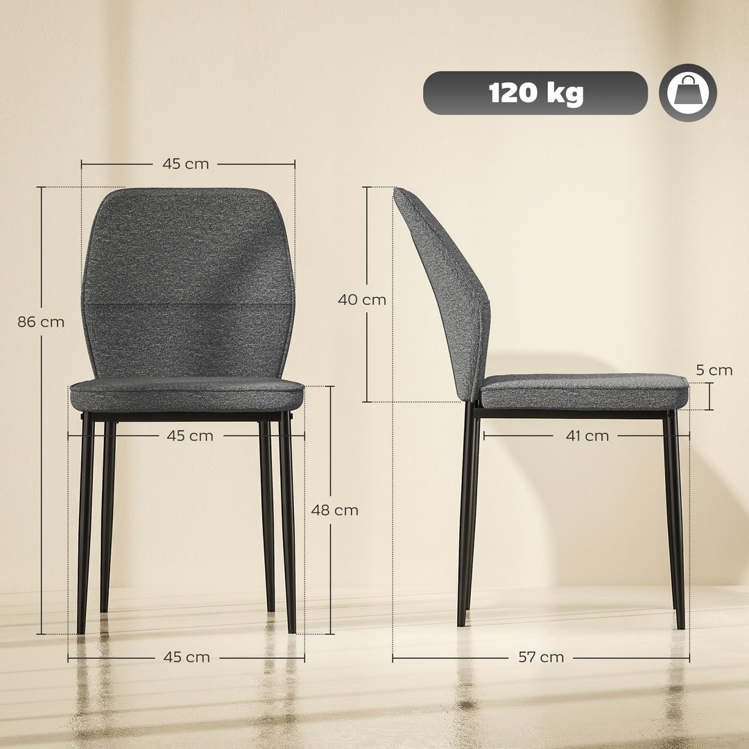 Velvet Dining Chairs Set of 2, Modern Armless Upholstered Kitchen Chairs with Metal Legs, Curved Back and Padded Seat, for Dining Room, Bedroom, Living Room, Grey