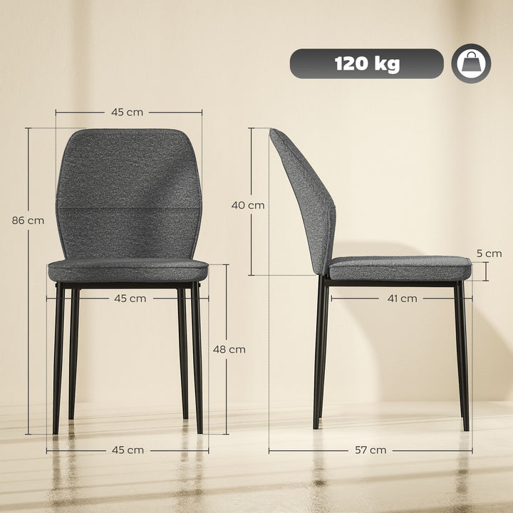 Velvet Dining Chairs Set of 2, Modern Armless Upholstered Kitchen Chairs with Metal Legs, Curved Back and Padded Seat, for Dining Room, Bedroom, Living Room, Grey