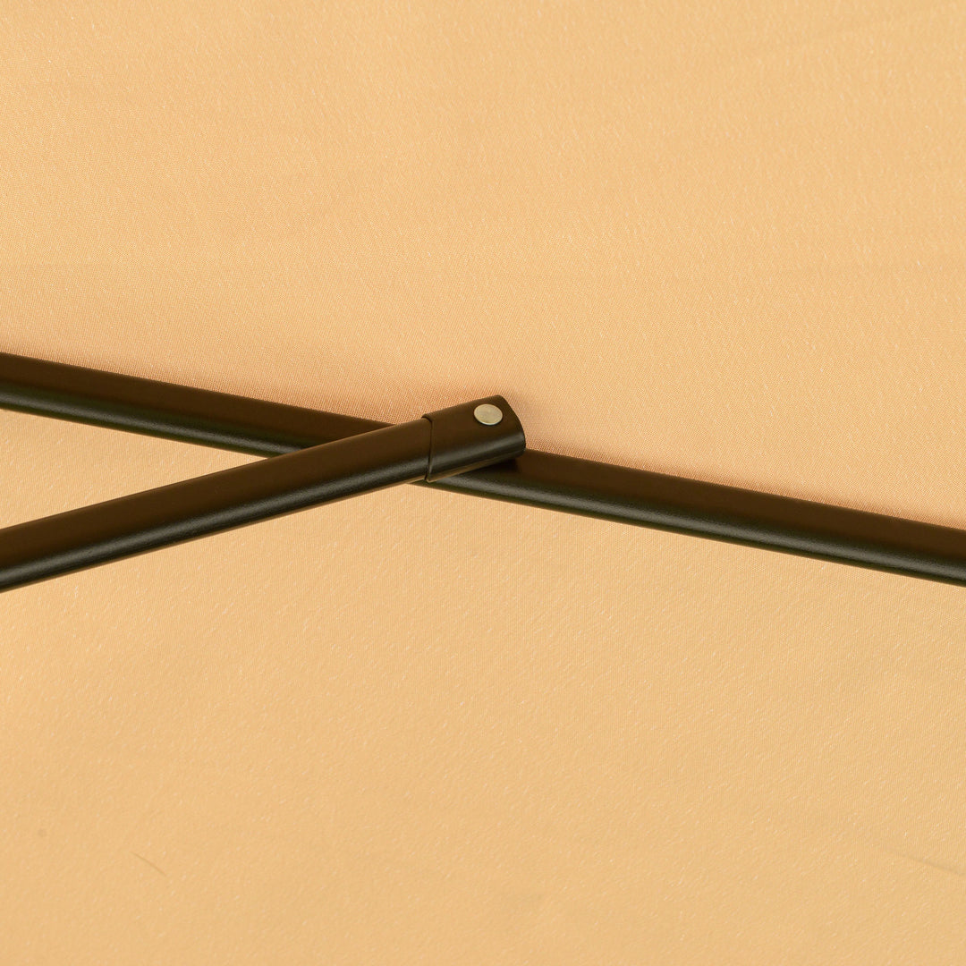2.7m Cantilever Parasol Banana Sun Umbrella with Crank Handle and Cross Base for Outdoor Hanging Sun Shade Light Brown