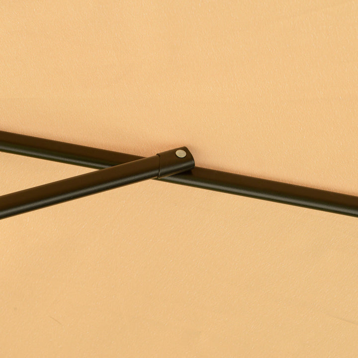 2.7m Cantilever Parasol Banana Sun Umbrella with Crank Handle and Cross Base for Outdoor Hanging Sun Shade Light Brown