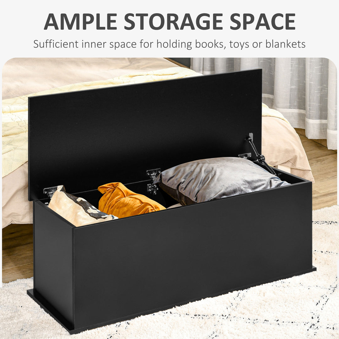 113L Storage Chest, Storage Box with Flip-Top Lid and 2 Safety Hinges, Storage Trunk for Living Room, Entryway, 100 x 40 x 40 cm, Black