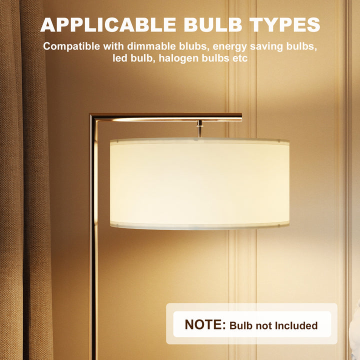 Floor Lamp, Modern Standing Lamp with Linen Lampshade, Round Base for 