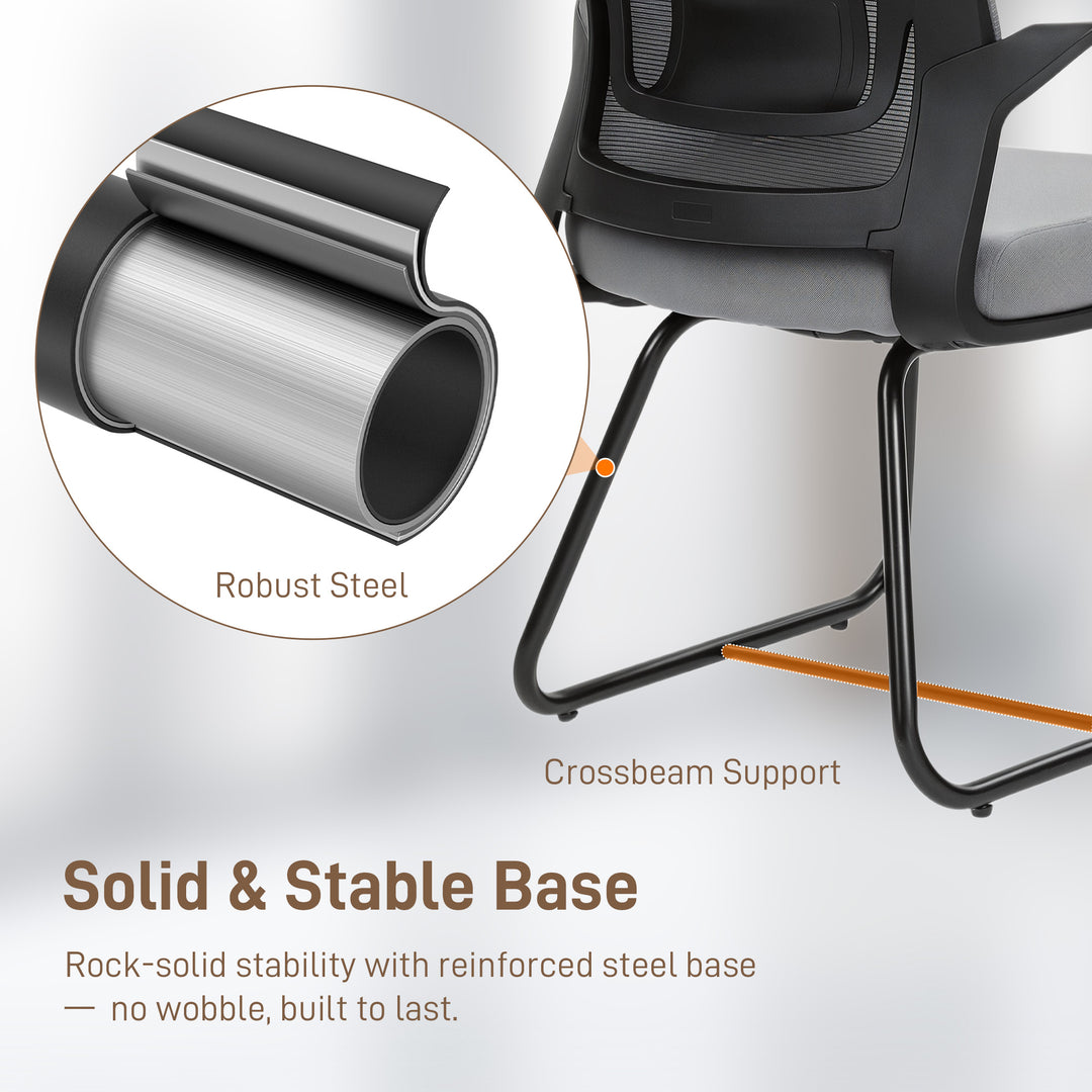 MCL Desk Chair No Wheels, Office Chair with Mesh Back, Lumbar Support, Metal Base for Waiting Room, Conference Room, Dark Grey