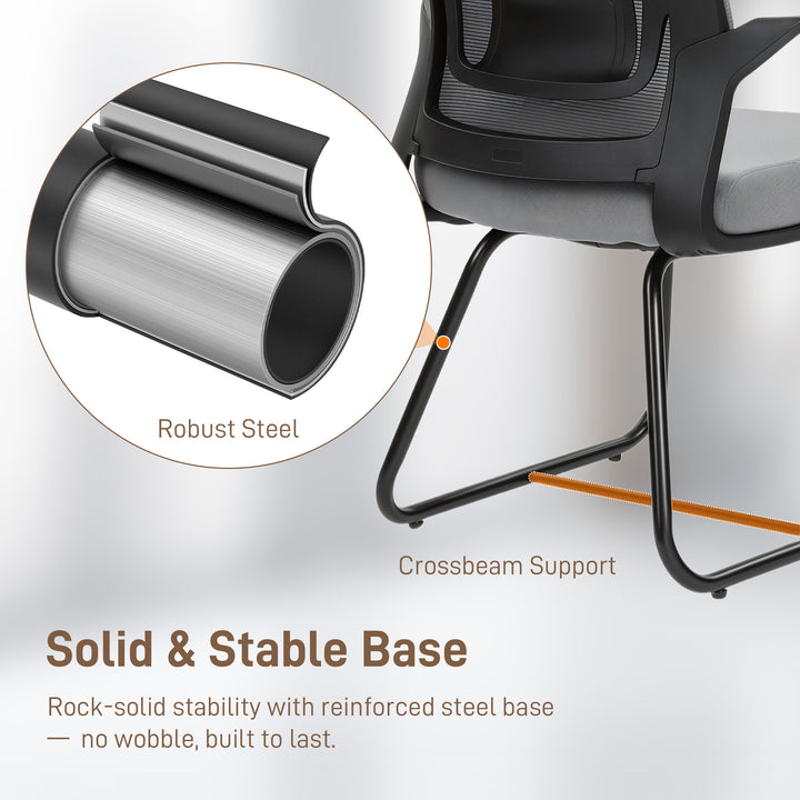 MCL Desk Chair No Wheels, Office Chair with Mesh Back, Lumbar Support, Metal Base for Waiting Room, Conference Room, Dark Grey