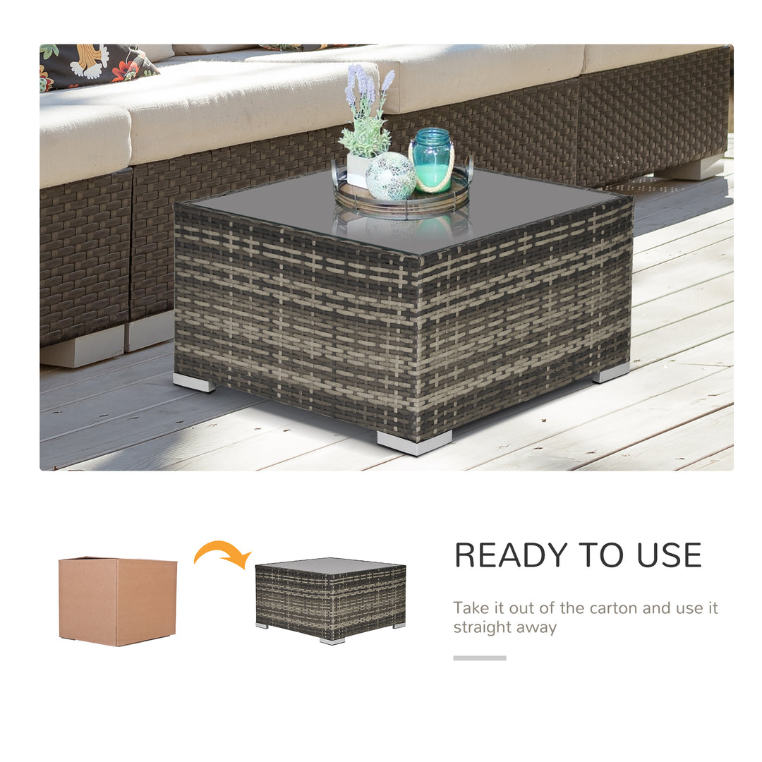 Outsunny Rattan Coffee Table Ready to Use Outdoor Furniture Suitable for Garden Backyard Deep Grey
