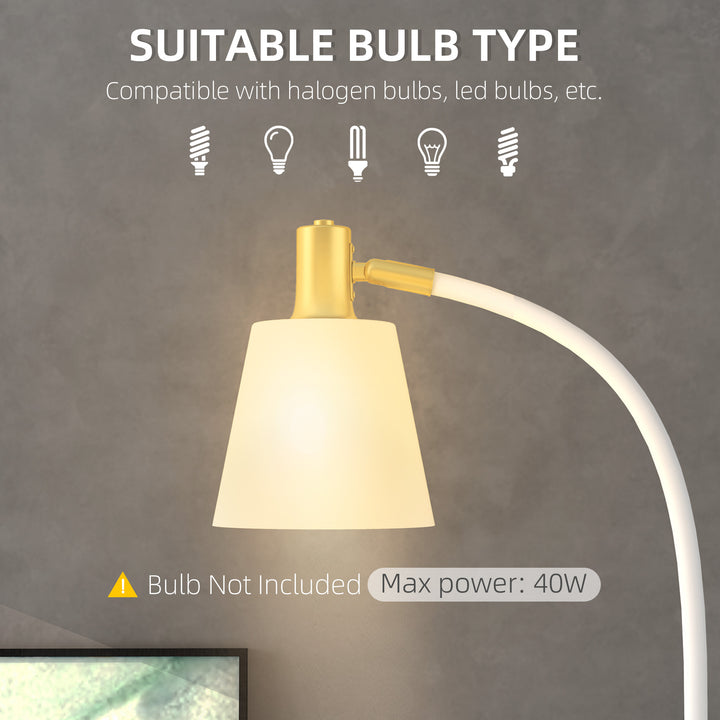 Floor Lamp for Living Room, Spotlight Reading Standing Lamp with Adjustable Height, Rocker on/off Switch, Indoor Task Lighting for Bedroom, Office, White (Bulb not Included)