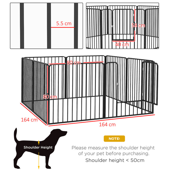 PawHut 8 Panels Heavy Duty Dog Pen, 80cm Height Pet Playpen for Indoor Outdoor, Small and Medium Dogs