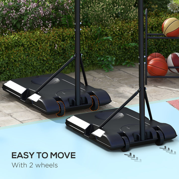 SPORTNOW Adjustable Basketball Stand Net System, with Wheels, Enlarged Base, PE, Backboard, 179-209cm | Aosom UK