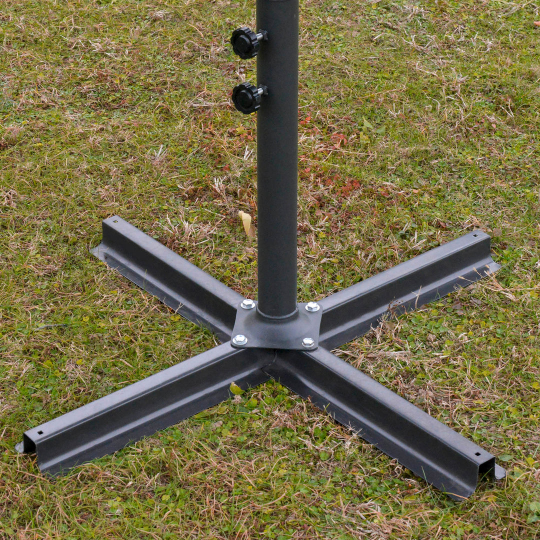 4.6M Sun Umbrella Canopy Double-sided Crank Sun Shade w/ Cross Base Wine Red