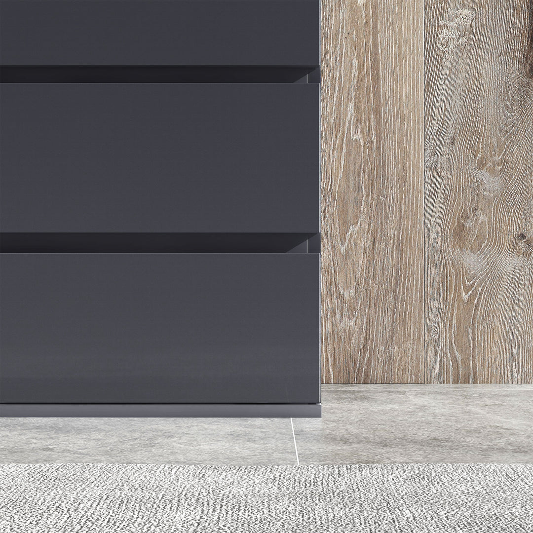 5-Drawer Modern Dresser, High Gloss Storage Drawer Unit for Bedroom, Grey