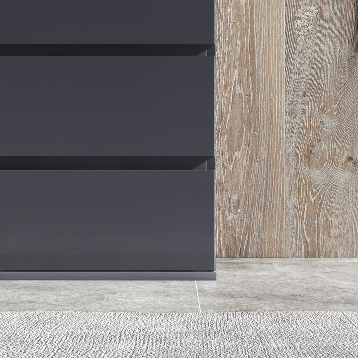 5-Drawer Modern Dresser, High Gloss Storage Drawer Unit for Bedroom, Grey