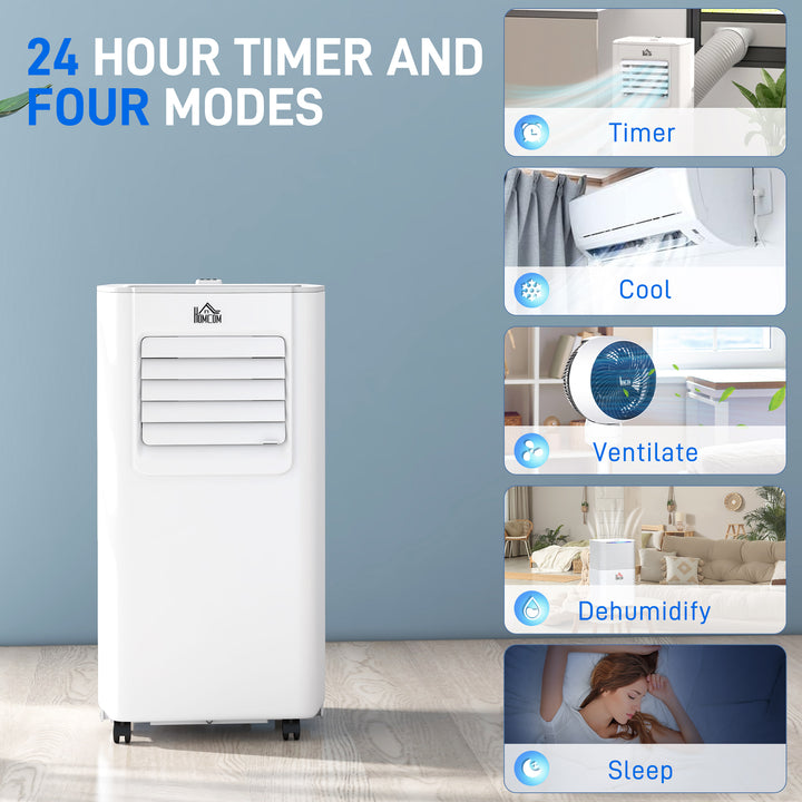 HOMCOM 5000 BTU 4-In-1 Compact Portable Mobile Air Conditioner Unit Cooling Dehumidifying Ventilating w/ LED Timer Auto Shut-down White | Aosom UK