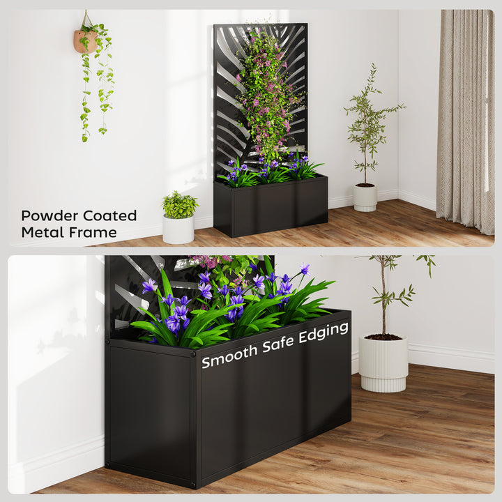 Metal Garden Bed for Garden with Trellis, Wall Mounted or Freestanding