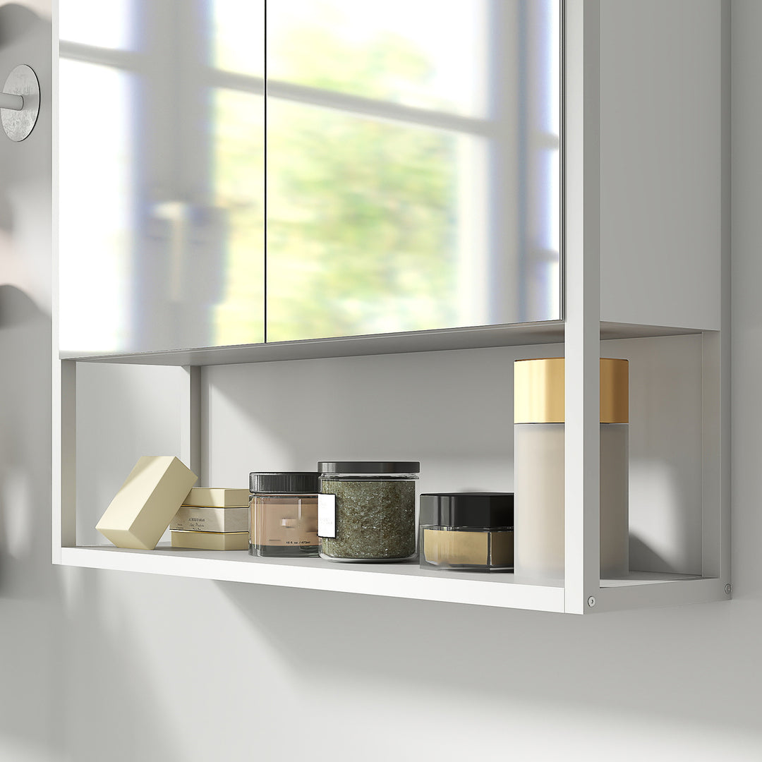 Bathroom Mirror Cabinet with Soft-Close Doors and Adjustable Shelf - White