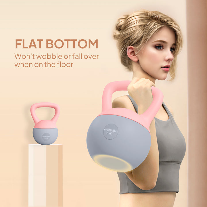 SPORTNOW 8KG Soft Kettlebell, Kettlebell with Non-Slip Handle for Home Gym, Weight Lifting, Strength Training, Pink/Grey