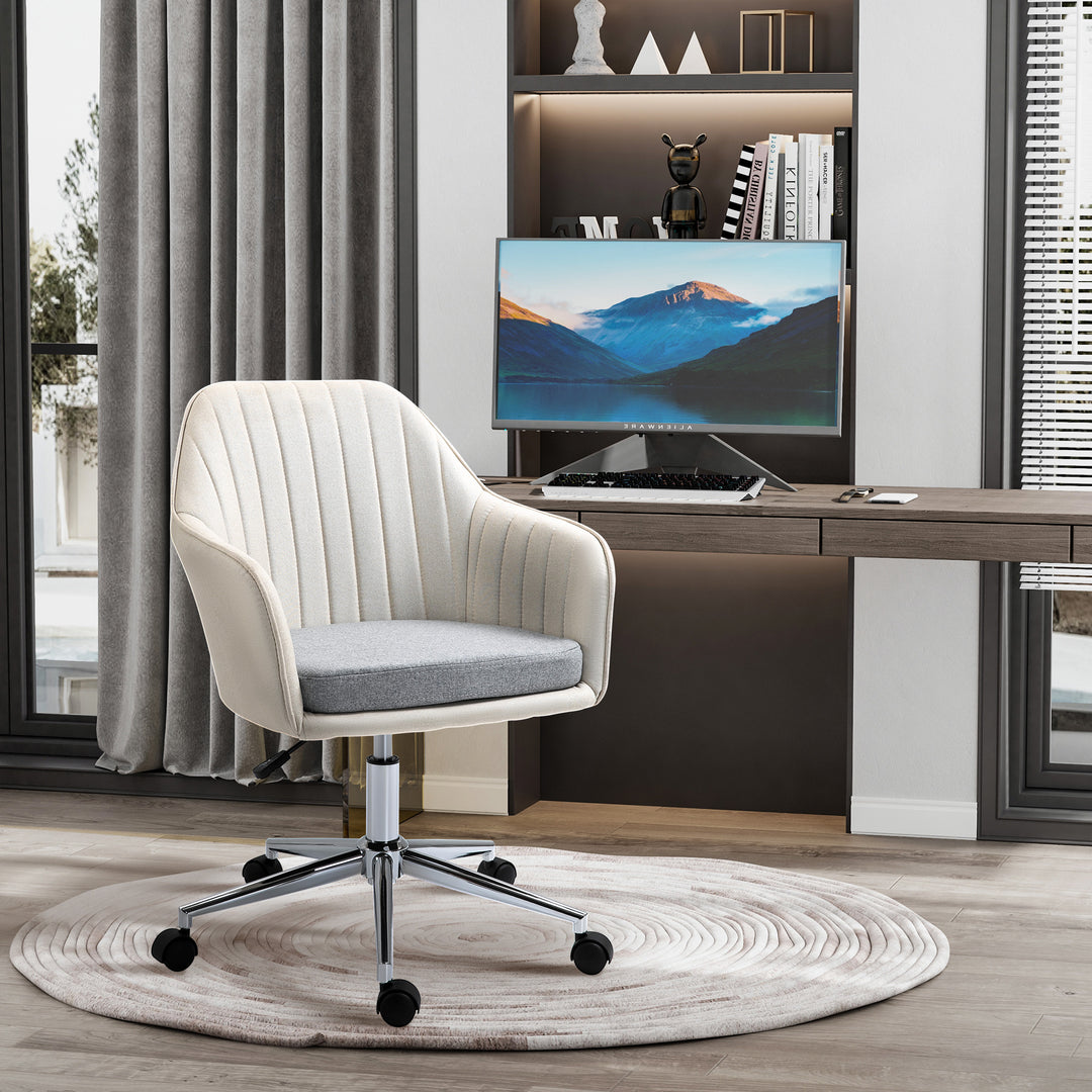 Home Office Chair Comfortable Computer Desk Chair Swivel Task Chair with Golden Base, Vanity Chair for Teens Adults Bedroom, Beige