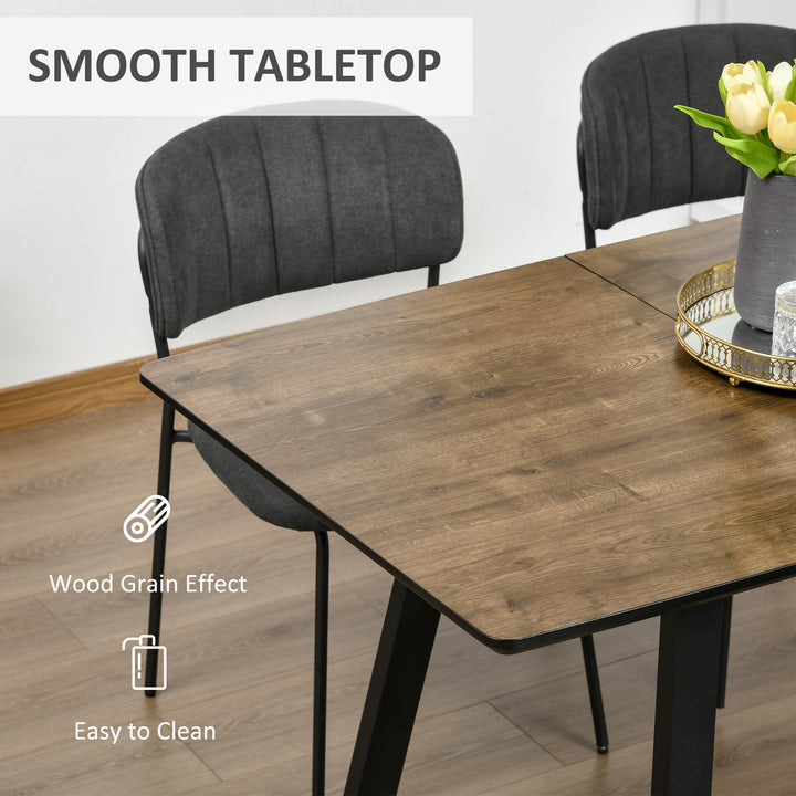 HOMCOM Extendable Folding Kitchen Table, Rectangular Wood Effect Tabletop for 4-6 People with Metal Frame & Hidden Leaves | Aosom UK