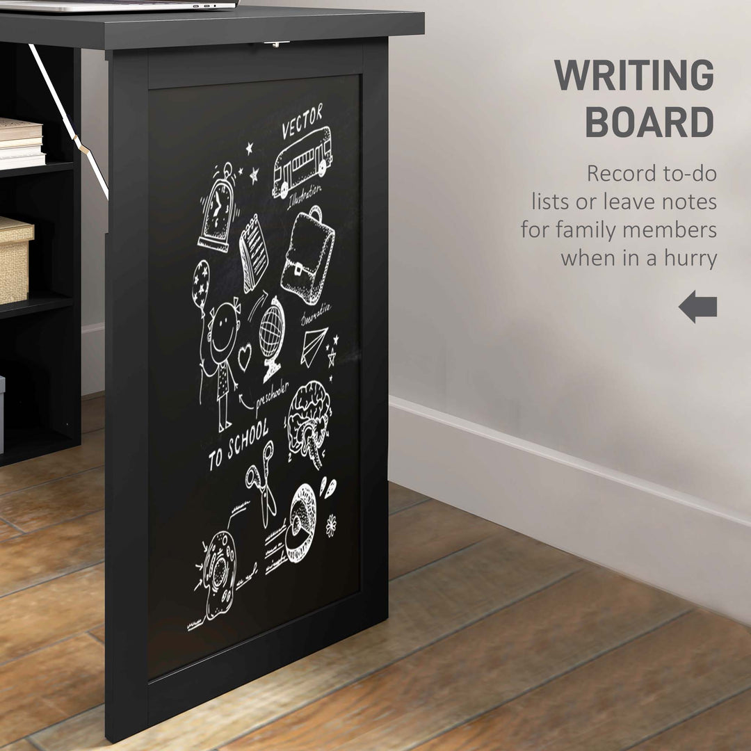 Three-Part Work Desk, with Storage and Chalkboard - Black