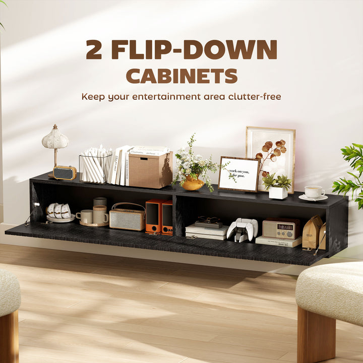 140cm Floating TV Stand, Wall Mount TV Unit with Cable Management Hole