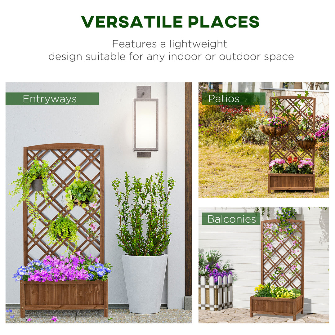 Garden Planter with Trellis, Wooden Raised Bed for Garden with Lattice Trellis for Vegetables, Herbs and Flowers