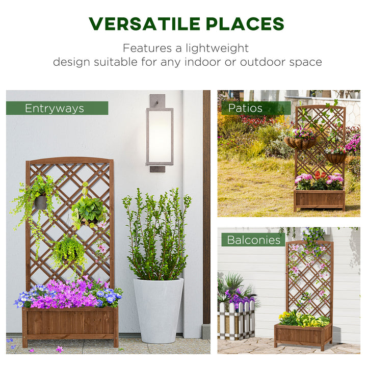 Garden Planter with Trellis, Wooden Raised Bed for Garden with Lattice Trellis for Vegetables, Herbs and Flowers