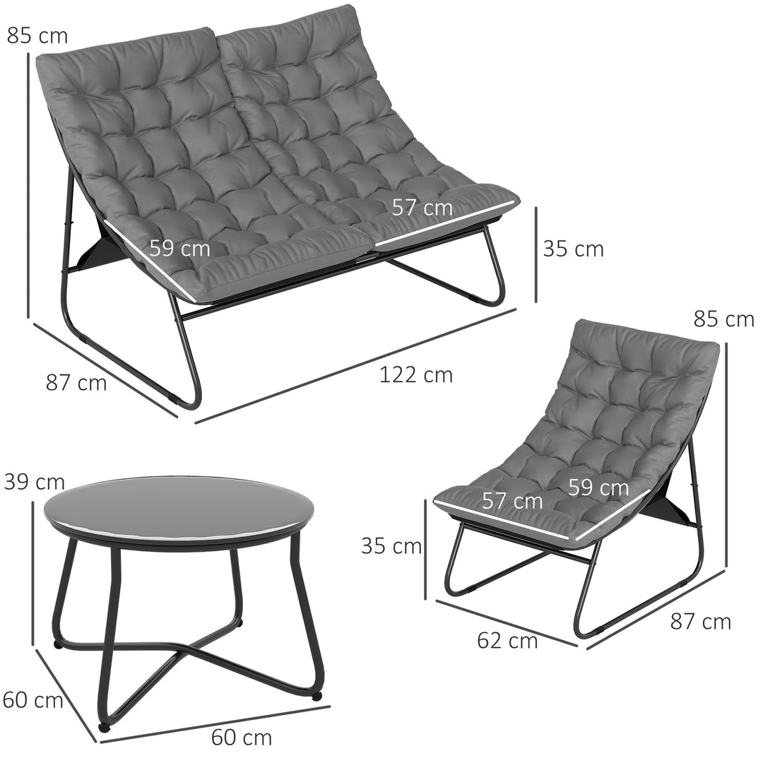 Four-Piece Curved Seat Garden Sofa Set - Grey/Black