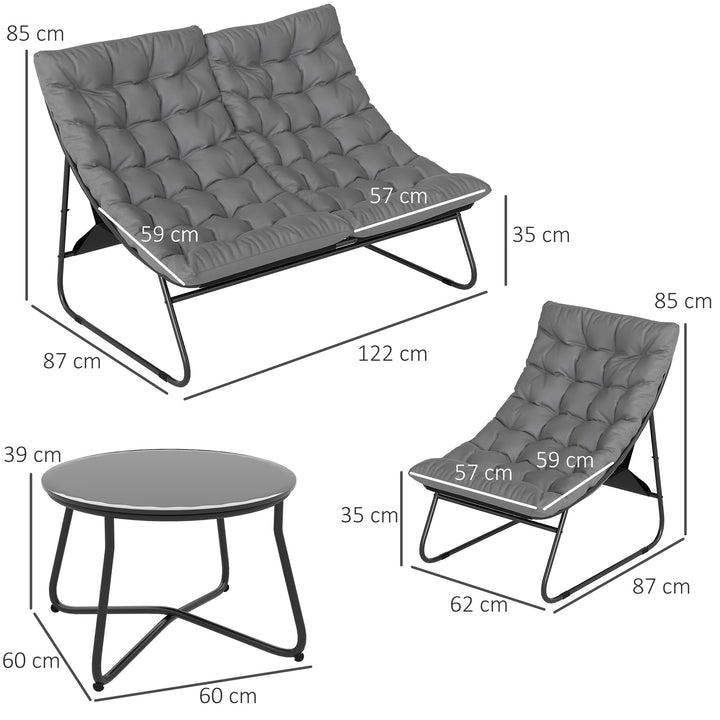 Four-Piece Curved Seat Garden Sofa Set - Grey/Black