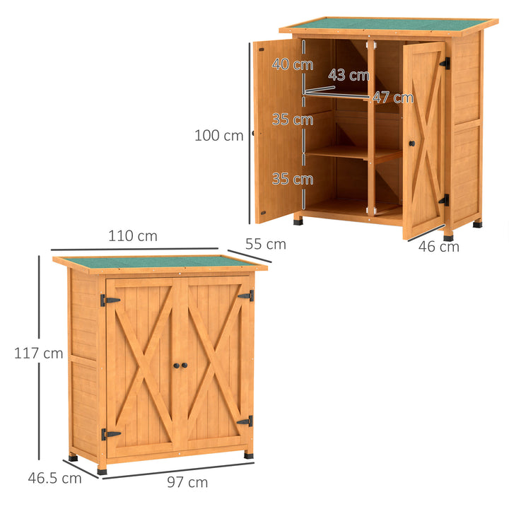 46.5 x 97cm Compact Wooden Storage Shed - Yellow