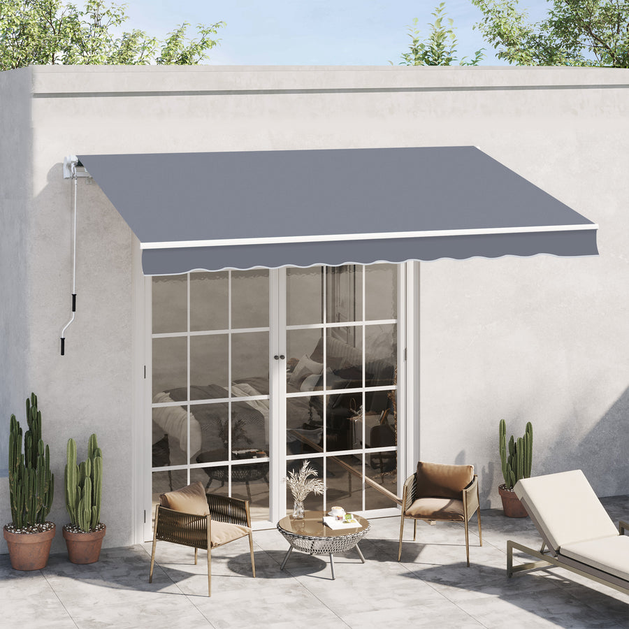 Manual Retractable Awning, size (4m x3m)-Grey