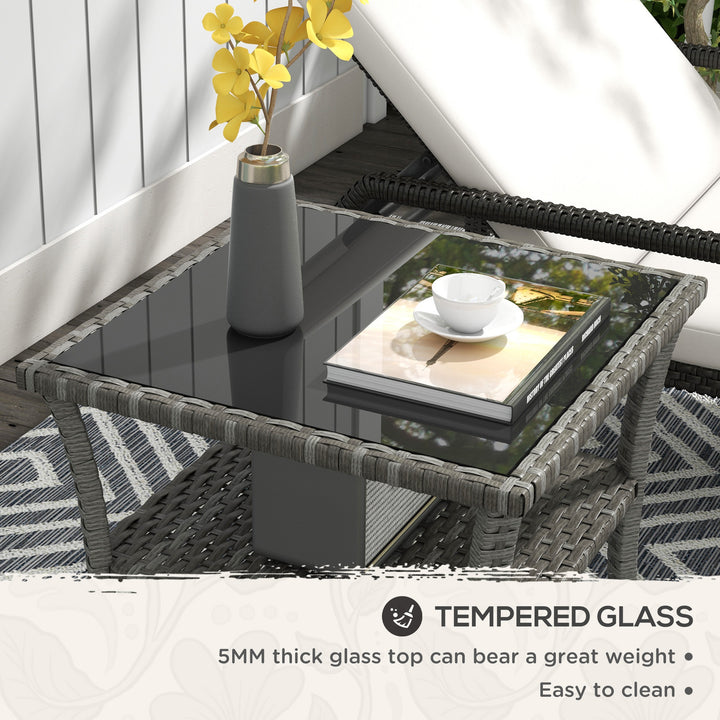 Two-tier PE Rattan Square Coffee Table - Grey