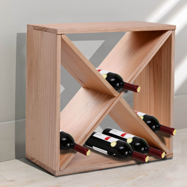 MCL Wooden Wine Rack for 24 Bottle Square Tabletop Storage Holder Stand