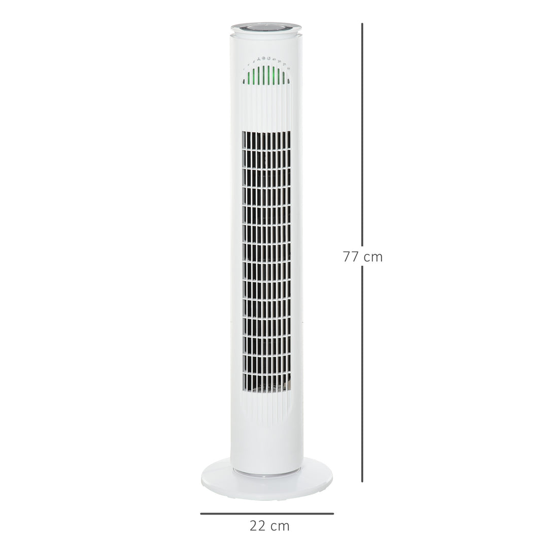 HOMCOM Tower of Cooling: Freestanding Fan with 3 Speeds, Modes & Timer, 70° Oscillation, LED Illumination & Remote, Pristine White | Aosom UK